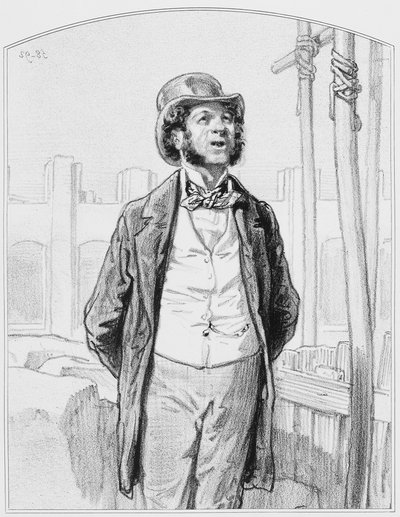 Private Inspector of Public Works, Plate 13 from Les Toquades, 1858 by Paul Gavarni